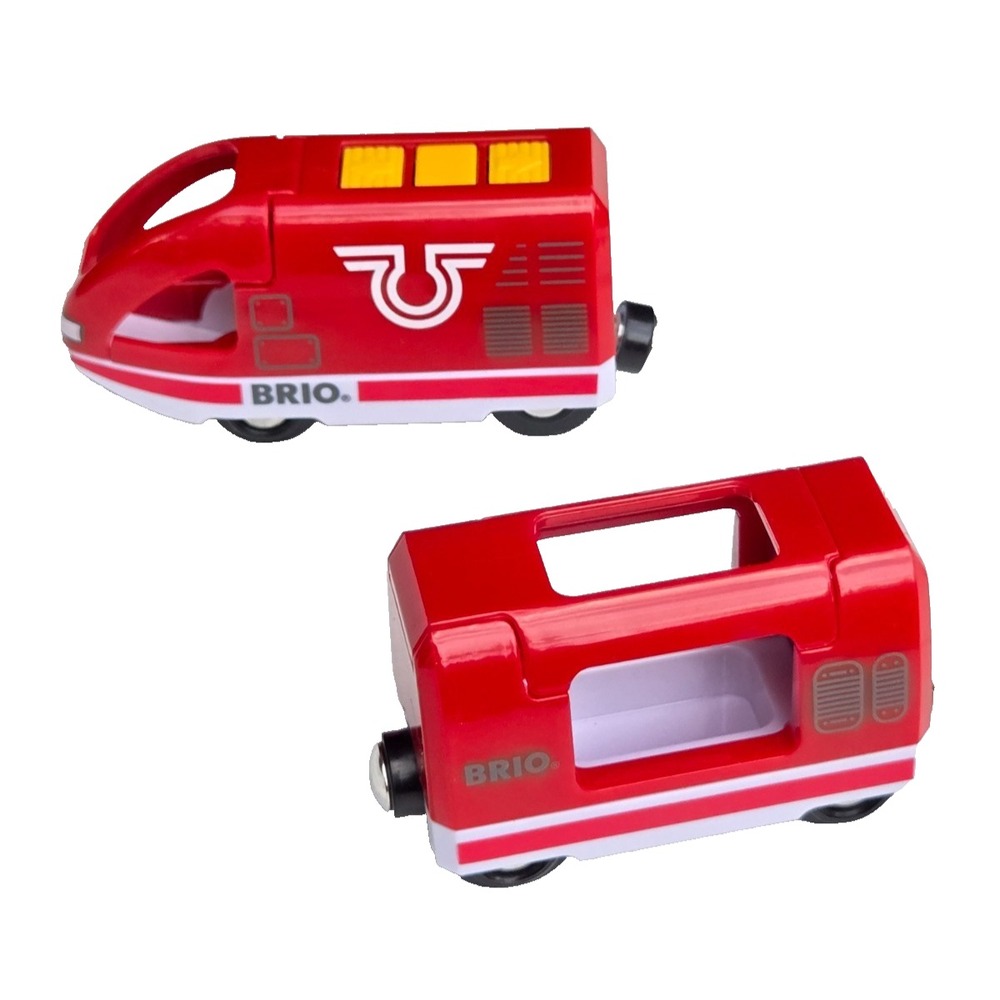 BRIO Rechargeable Red White Travel Train For Wooden Tracks